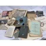 A quantity of ephemera including postcards, magazines, soldier's service and paybook, songbook,