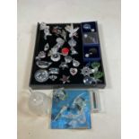 SWAROVSKI; a quantity glass ornaments including boxed and loose Christmas decorations, palm tree,