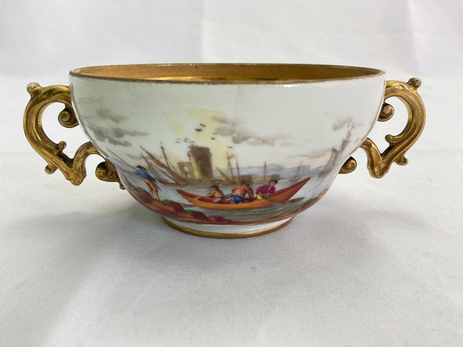 IN THE STYLE OF MEISSEN; a late 19th century twin handled cup, cover, and stand, decorated with a - Image 5 of 20