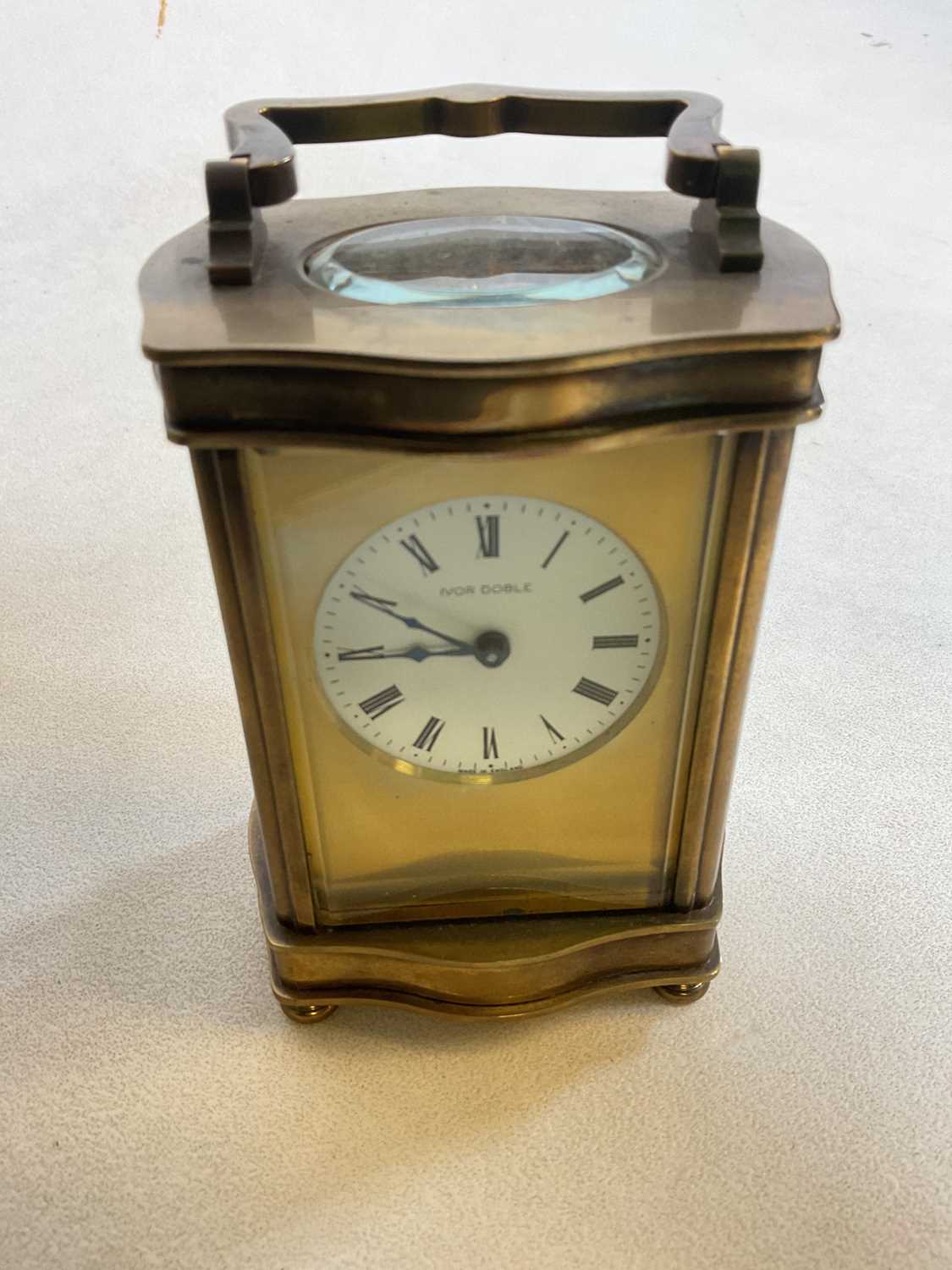 BAYARD; a 20th century brass cased carriage clock, and a further brass carriage clock with Roman - Image 4 of 8
