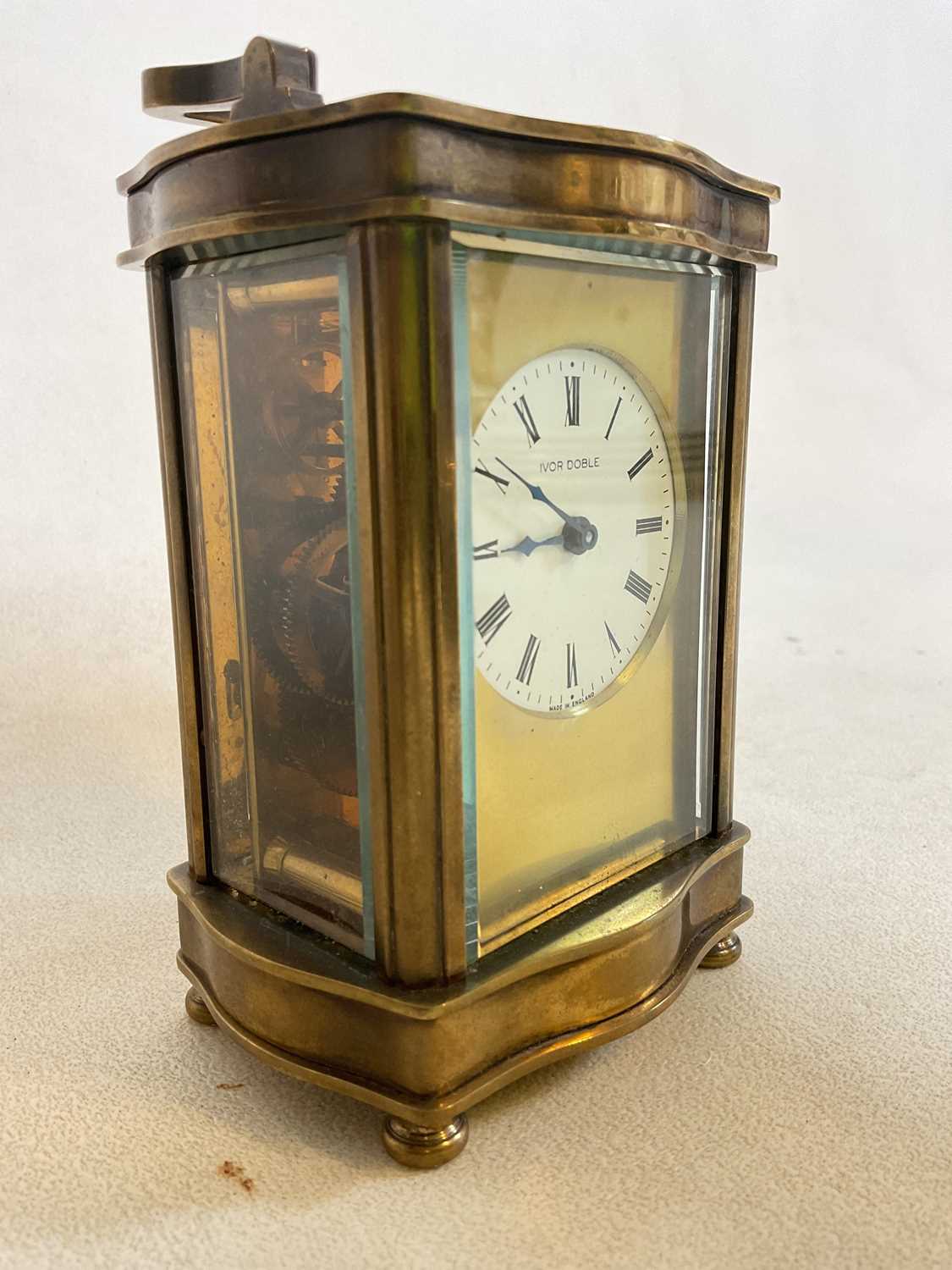 BAYARD; a 20th century brass cased carriage clock, and a further brass carriage clock with Roman - Image 3 of 8