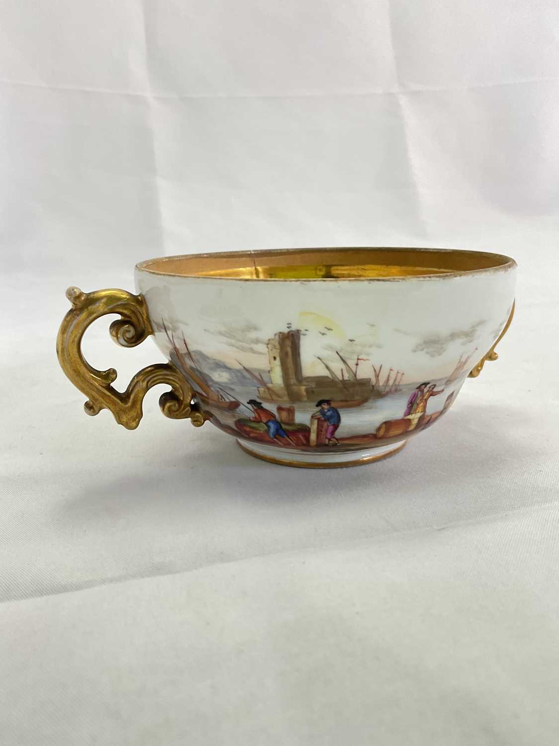 IN THE STYLE OF MEISSEN; a late 19th century twin handled cup, cover, and stand, decorated with a - Image 6 of 20