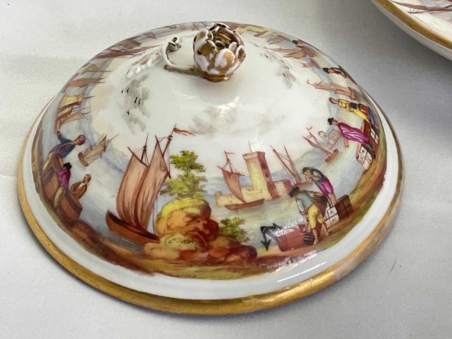 IN THE STYLE OF MEISSEN; a late 19th century twin handled cup, cover, and stand, decorated with a - Image 4 of 20