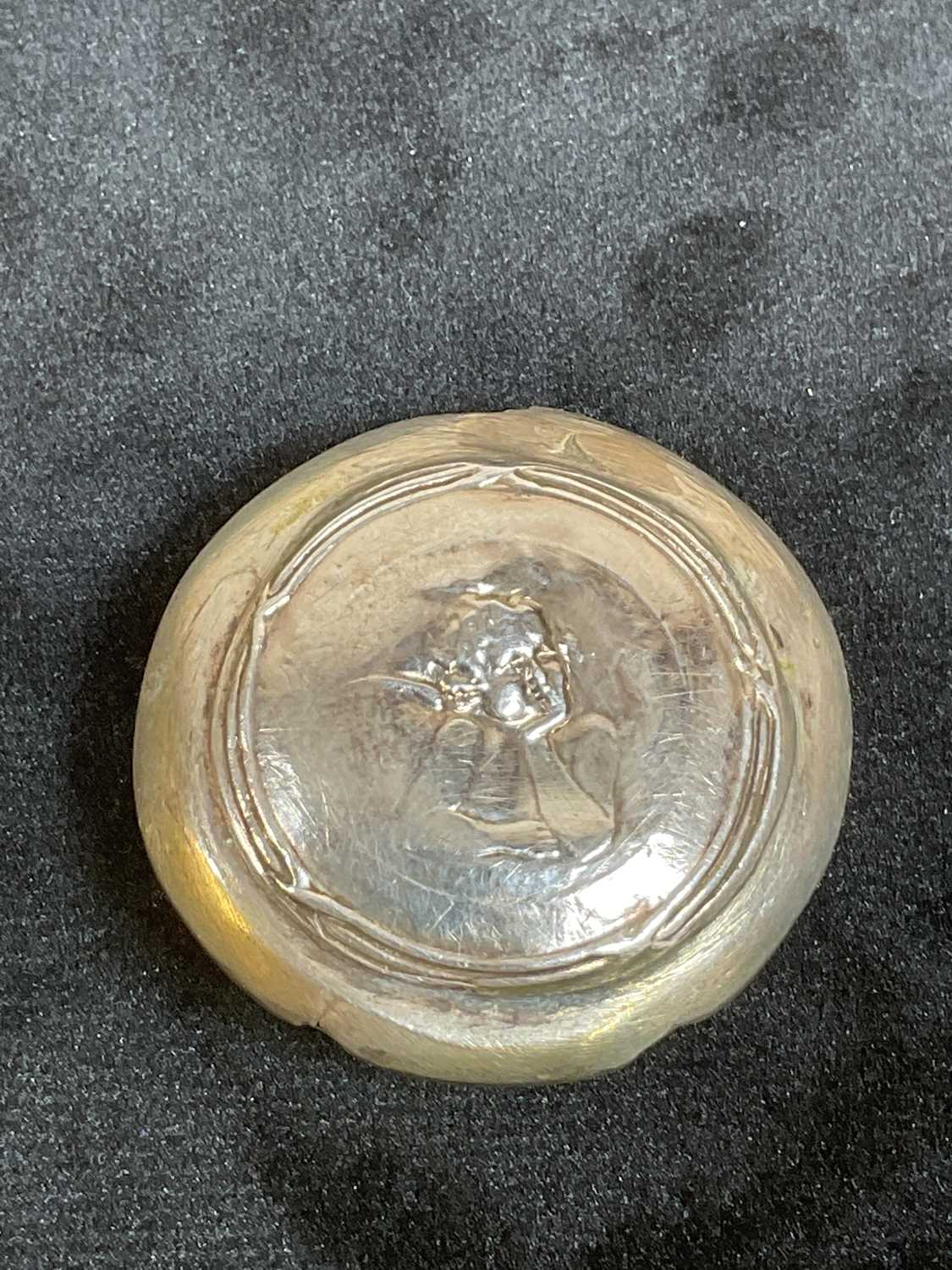 A small Continental white metal lidded pill box with engraved initials to a shaped cartouche, - Image 8 of 8