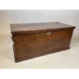 A 19th century oak blanket box with twin carrying handles.