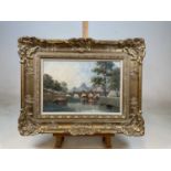 GUSTAVE MASCART (1842-1899); oil on canvas, 'La Seine a Paris', 27 x 45.5cm, framed.