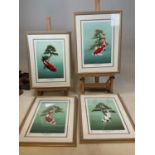 AFTER DAVID LAWRENCE; a set of four signed coloured prints, each depicting koi carp, the images 35 x