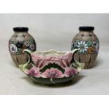 A pair of Amphora Pottery vases, height 20cm and Jungenstihl posy vase.