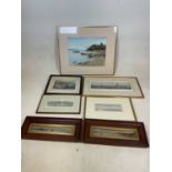 Seven watercolours and prints relating to maritime scenes, framed and glazed (7)
