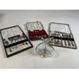 MAPPIN & WEBB; entwined form glass oil and vinegar bottles with hallmarked silver mounts with 1