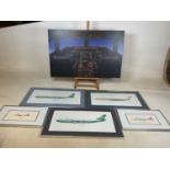 A group of aviation pictures, including original gouaches showing Navy fleet aircraft, also the