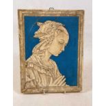 DOROTHY DIRK AFTER BOTTICELLI; a painted plaster rectangular plaque, inscribed verso, 29 x 22.5cm.
