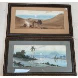 UNATTRIBUTED; a pair of watercolours, Egyptian scenes, view of the Nile, and figures resting