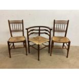 A pair of Aesthetic movement dining chairs and a corner chair (3)