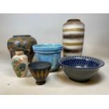 A collection of English and Continental vases, bowls and a planter, comprising a Scheurich West