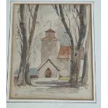 † SIR HUGH CASSON CH KCVO PRA RDI (1910-1999); watercolour, study of a church, signed with initials,