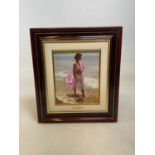 † SANCHIS; oil on canvas, female figure paddling, 27 x 22cm, framed.