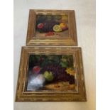 G J BARNES; a pair of oils on card, still life studies, signed, 20 x 24cm, framed.