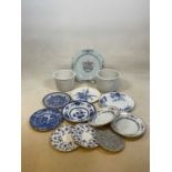A collection of late 19th early 20th century ceramics, to include various blue and white transfer