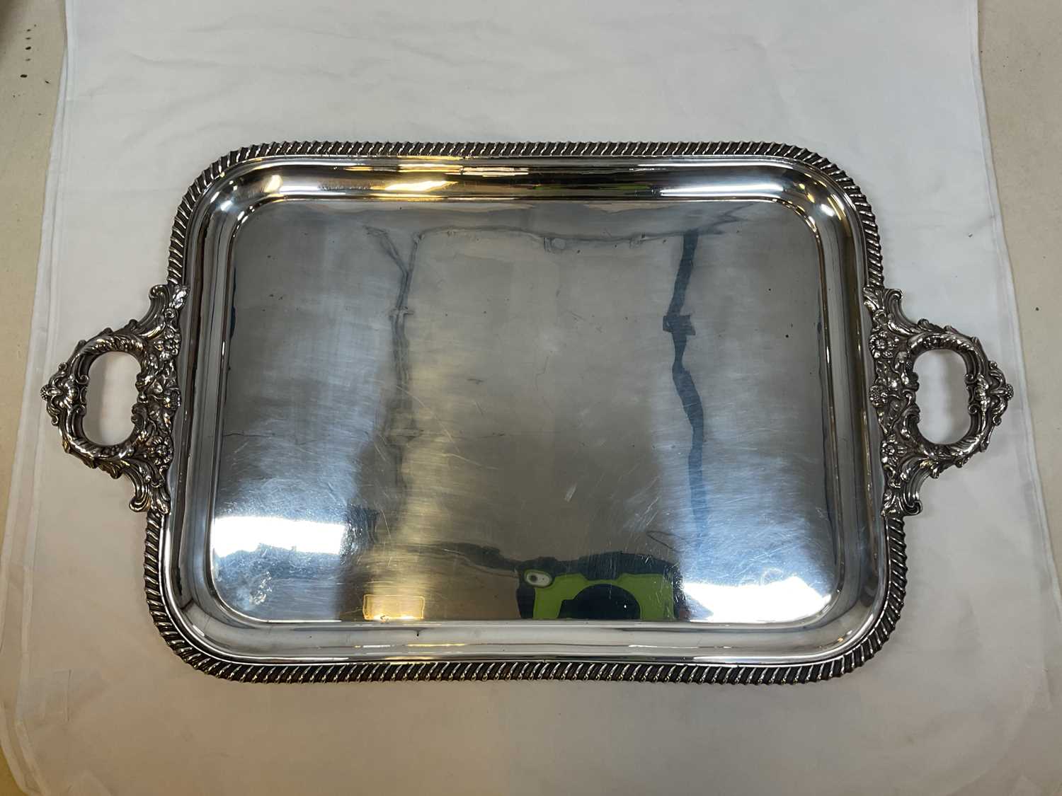 A large silver plated tray, 62 x 46cm.