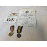 A pair of WWI medals awarded to 33291 A. Cpl. L. E. Craddock. M.G.C., a second class certificate