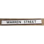 A large original enamelled London Underground sign, 'Warren Street', 170 x 24cm.
