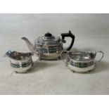 RATTRAY & CO, DUNDEE; a silver plated teapot, cream jug and sugar bowl.