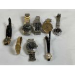 EXCALIBUR; a small lady's 9ct gold cased wristwatch, two Timex wristwatches, Seiko, etc (8)