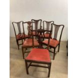 A group of six 19th century mahogany dining chairs, each with padded drop-in seats and square