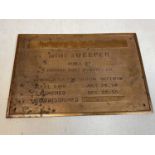 Bronze plaque from ULVSUND minesweeper, keel laid July 29 1954, 38 x 25cm.