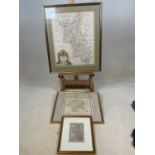 ROBERT MORDEN; an 18th century map, 'Buckinghamshire', 42 x 33cm, and two further maps, all framed