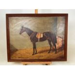 MID 19TH CENTURY ENGLISH SCHOOL; oil on canvas, study of the racehorse Attila in stable, titled