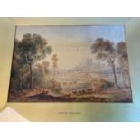 ANTHONY VAN DYKE COPLEY FIELDING (1787-1855); watercolour, landscape with castle in distance, cattle