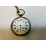MILITARY INTEREST; a Victorian hallmarked silver key wind open face pocket watch with white enamel