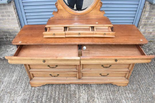 A reproduction dressing chest, the removable bevelled mirror back with two hooks and three frieze - Image 2 of 3