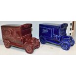 WADE; two old style van money boxes including blue glazed Boots van and red glazed Wade van (2).