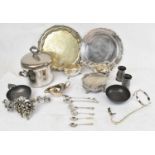 A small quantity of silver plated items, to include salvers, trays, cream jugs, etc.