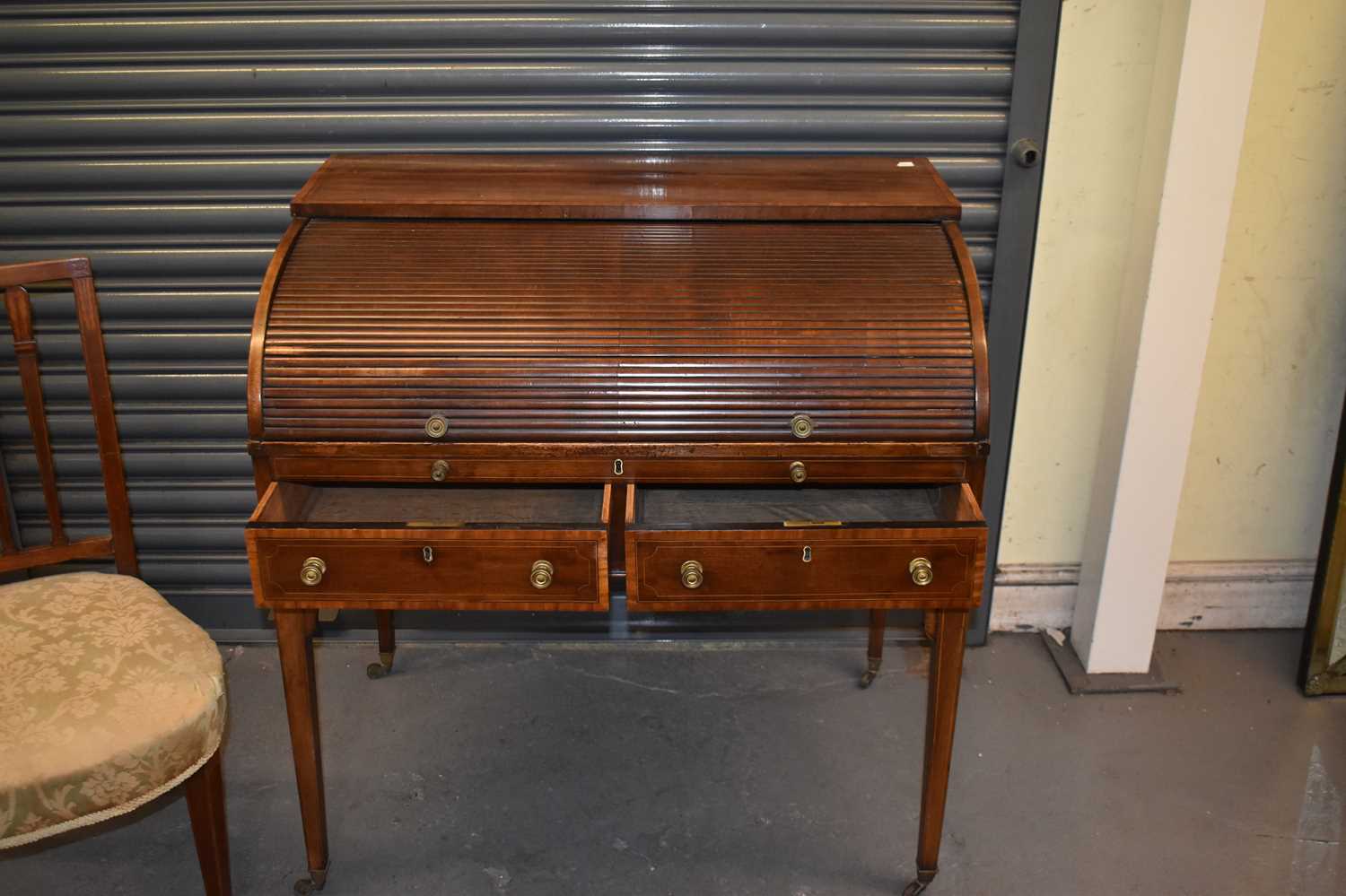 H MAWER & STEPHENSON, LONDON; an early 19th century mahogany writing table with satinwood - Image 2 of 4