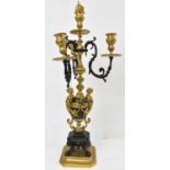 A French bronze and ormolu mounted figural four branch candelabrum, height 60cm.