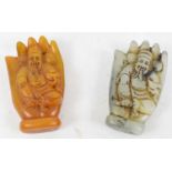 A pair of Chinese hardstone carvings, height 6.5cm.