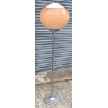 HARVEY GUZZINI; a stylish 1970s 'Bud-Grande' standard lamp with butterscotch acrylic shade and