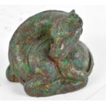 A 19th century Chinese verdigris figure of an animal, height 6cm.