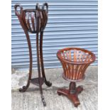 Two reproduction jardiniere stands, the taller height 130cm.