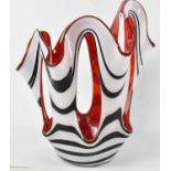 A large stylish Art Glass vase with red interior, Jozefina Krosno (Poland), height 34cm.