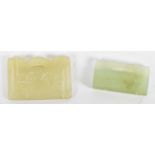 Two Chinese jade rectangular tablets, the larger 3.8 x 2.6cm.