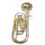 A Boosey & Co. 'Solbron' silver plated tuba, no. 118961.Condition Report: Dents to bell end and wear