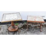 A 19th century rosewood games table (adapted) with amateur painted armorial top under glass,