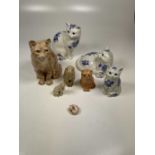 Two Winstanley cats, taller height 30cm, also three blue and white Just Cats and Co and others (8)