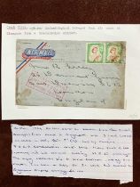 A salvaged envelope from an aircraft crash dated 13.3.1951, salvaged from air crash at Singapore