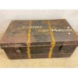 A metal American Military trunk, painted to side and top, ' CL Stone, Port Moresby', height 30cm,
